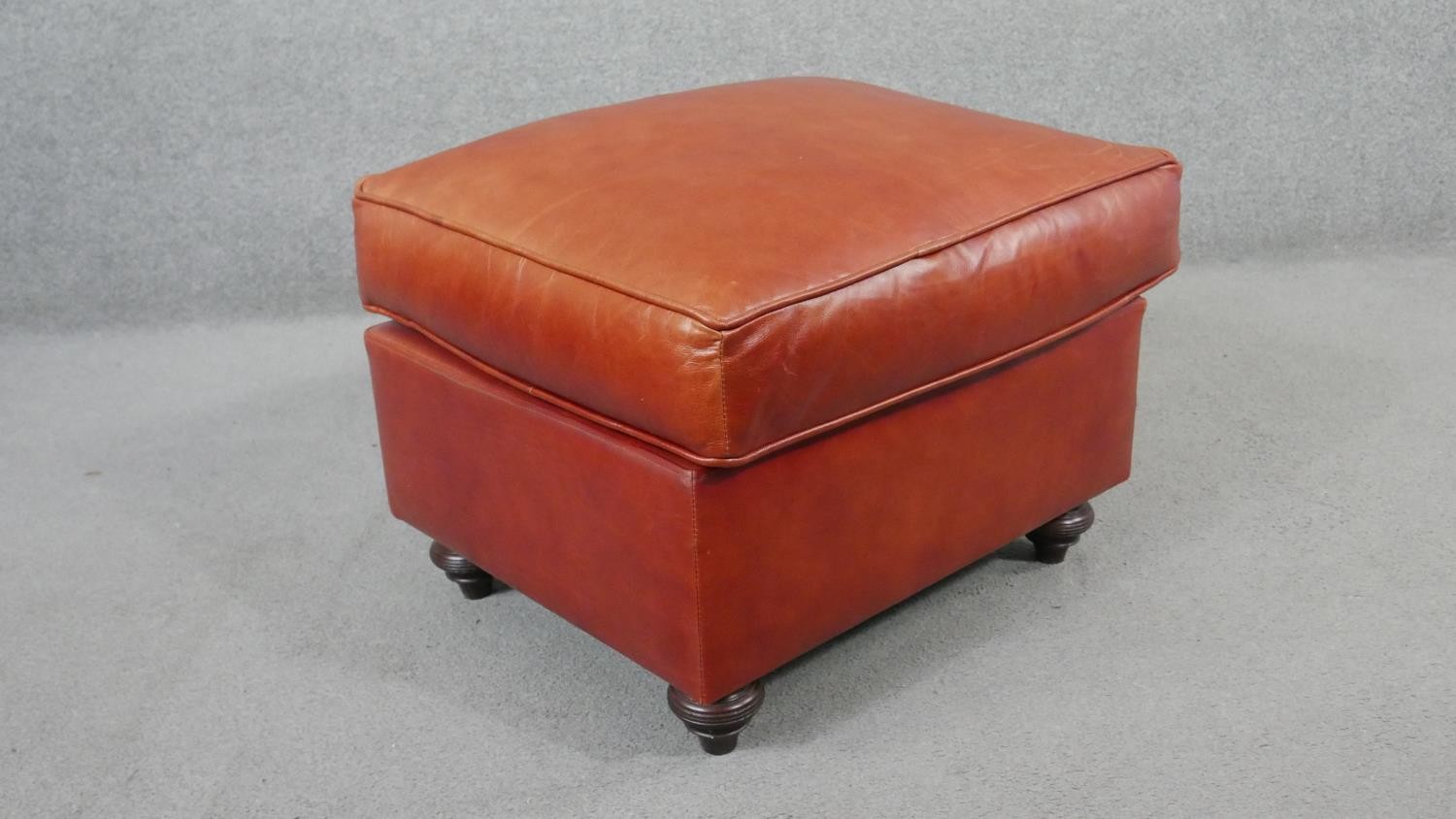 A large red leather Chesterfield sofa, with a button back and scroll arms, together with a leather - Image 7 of 8