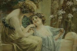 John Staines Babb (1860–1904), 'The Happy Maidens', watercolour, signed with initials, bearing label