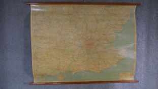 An educational wall chart map, South East England, Geographers Map Co Ltd, Vestry Road Sevenoaks,