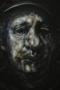 Chris Gollon (British 1953-2017), portrait study after Rembrandt, acrylic on canvas, signed lower