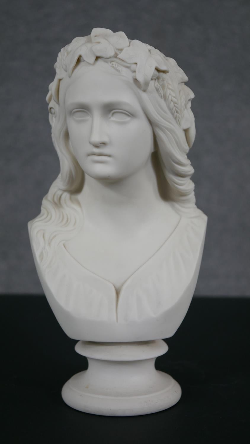 A W.T. Copeland Parian bust of ‘Ophelia; Modelled by ‘W.C. Marshall. Inscribed ‘Crystal Palace