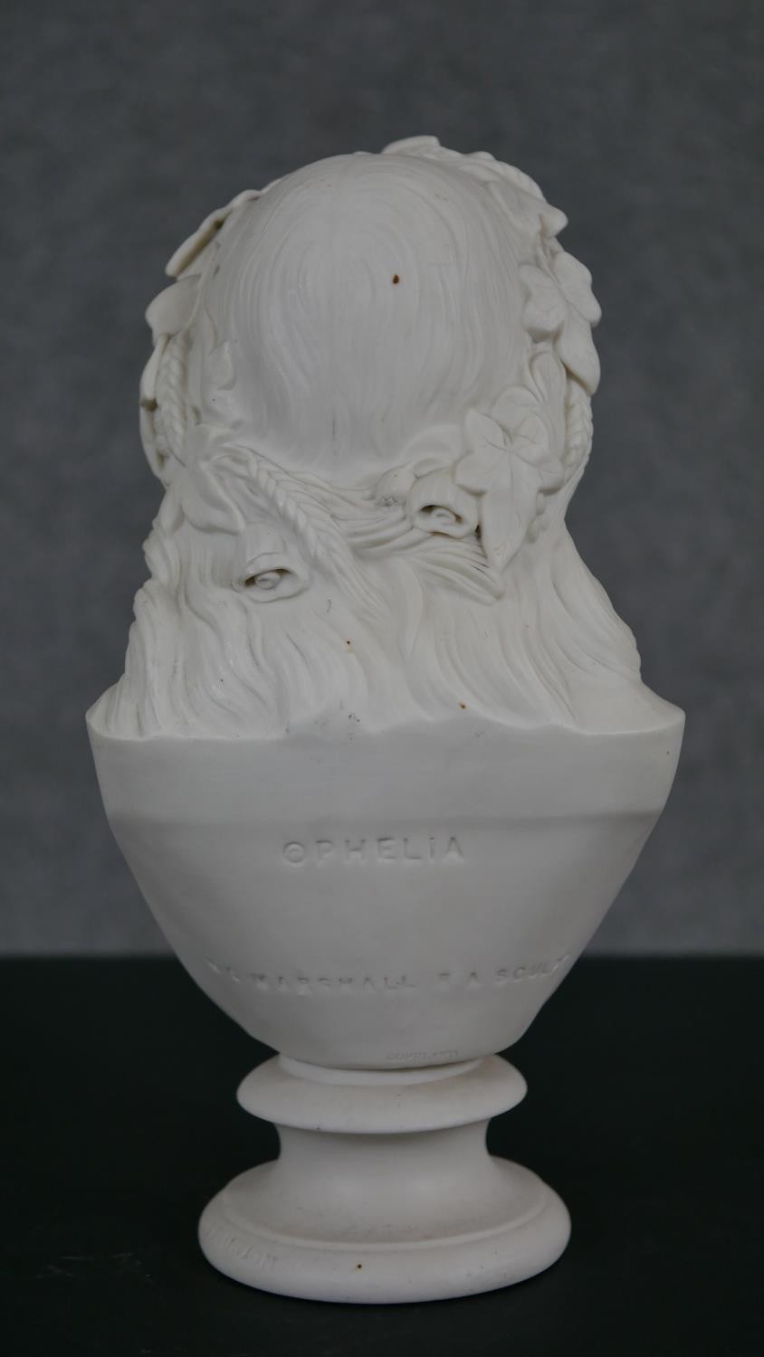 A W.T. Copeland Parian bust of ‘Ophelia; Modelled by ‘W.C. Marshall. Inscribed ‘Crystal Palace - Image 6 of 13