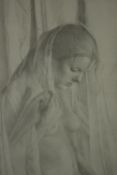 Mark Clark (British b1959), standing female nude, pencil study, signed lower right.. H.63 W.50cm.