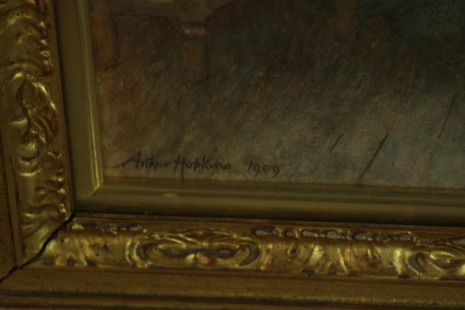 Arthur Hopkins RWS (1848-1930) 'The Torn Gown', watercolour, signed and dated 1909 lower left, - Image 5 of 6