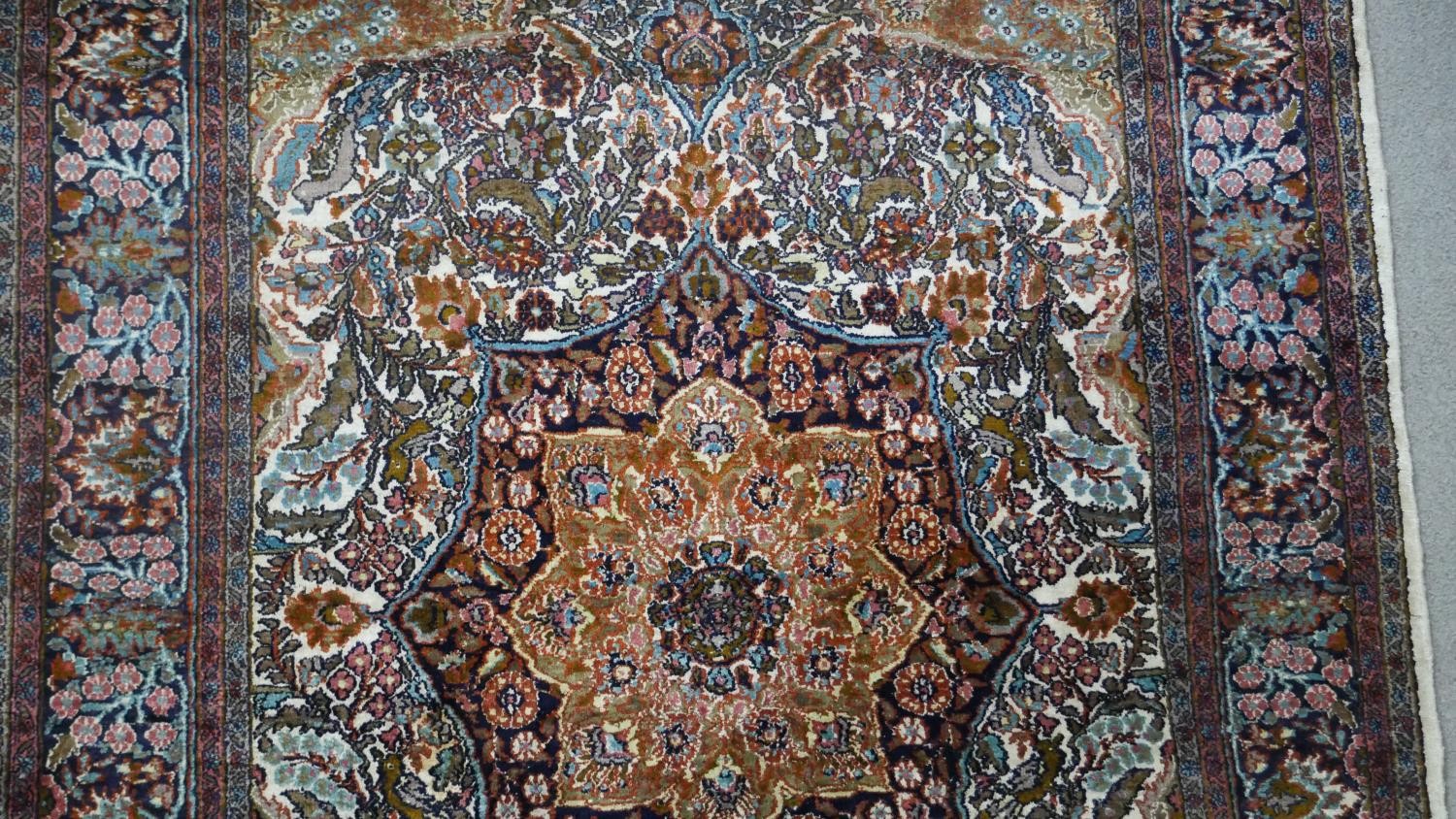 An India silk Kashmir cream ground hand made rug. L.183 W.122cm - Image 3 of 5