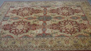 A Chubi wine ground hand made carpet. L.290 W.200cm