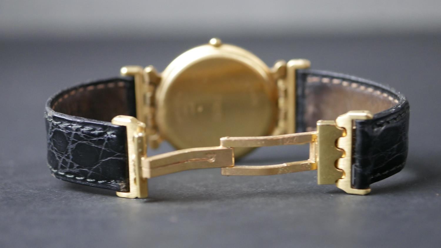An 18 carat yellow gold ‘Tigresse’ watch, by Fred. Date and days of week aperture with leather - Image 5 of 8
