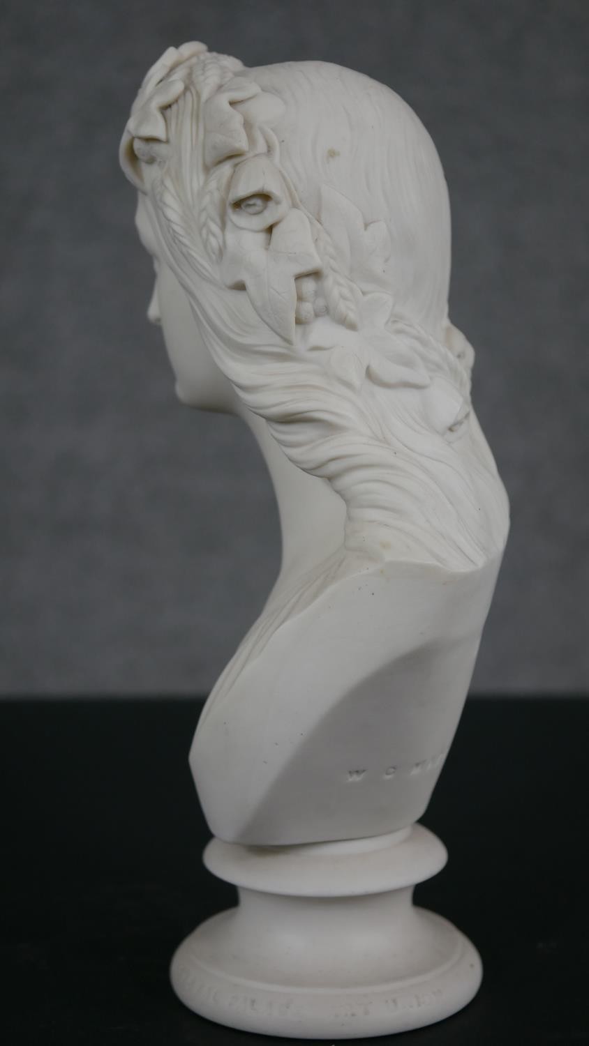 A W.T. Copeland Parian bust of ‘Ophelia; Modelled by ‘W.C. Marshall. Inscribed ‘Crystal Palace - Image 11 of 13