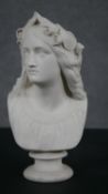 A WT Copeland Parian bust of 'Oenone', modelled by ‘W.C. Marshall, 1860’, on a pedestal base.