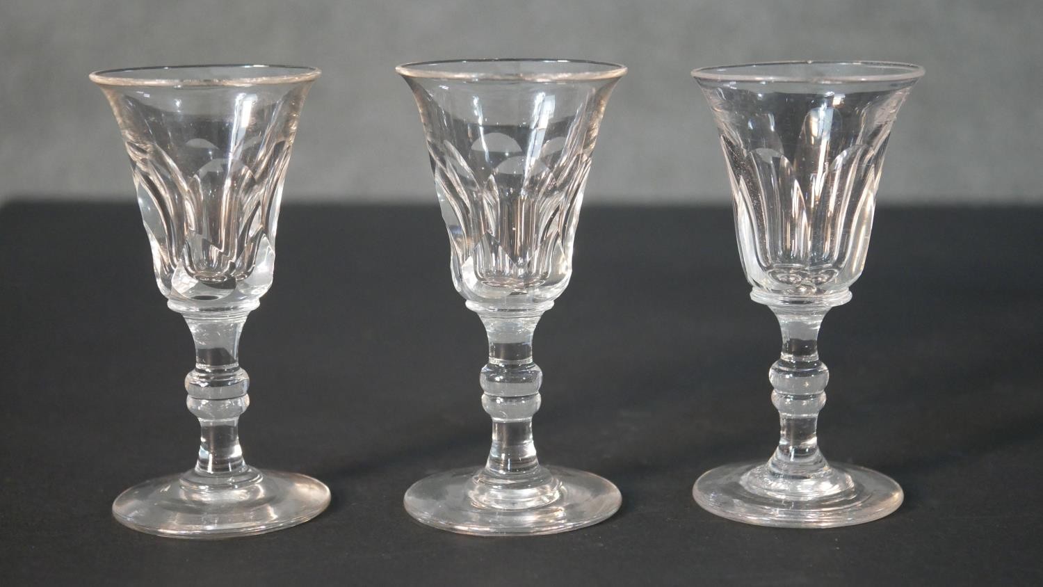 A collection of fourteen 19th and early 20th century trumpet shaped sherry and cordial glasses, some - Image 2 of 6