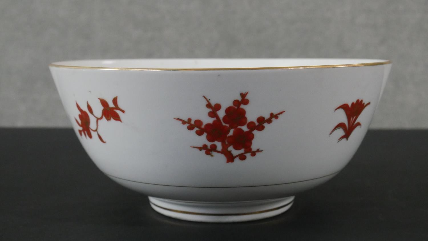 A vintage LJ Kutani style ceramic hand painted bowl decorated with flowers and leaves, makers mark - Image 3 of 6