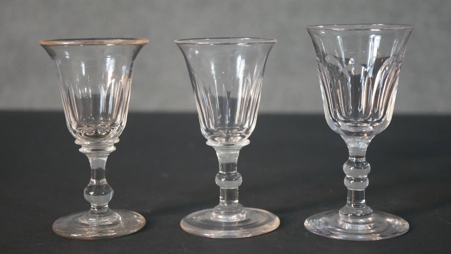A collection of fourteen 19th and early 20th century trumpet shaped sherry and cordial glasses, some - Image 3 of 6