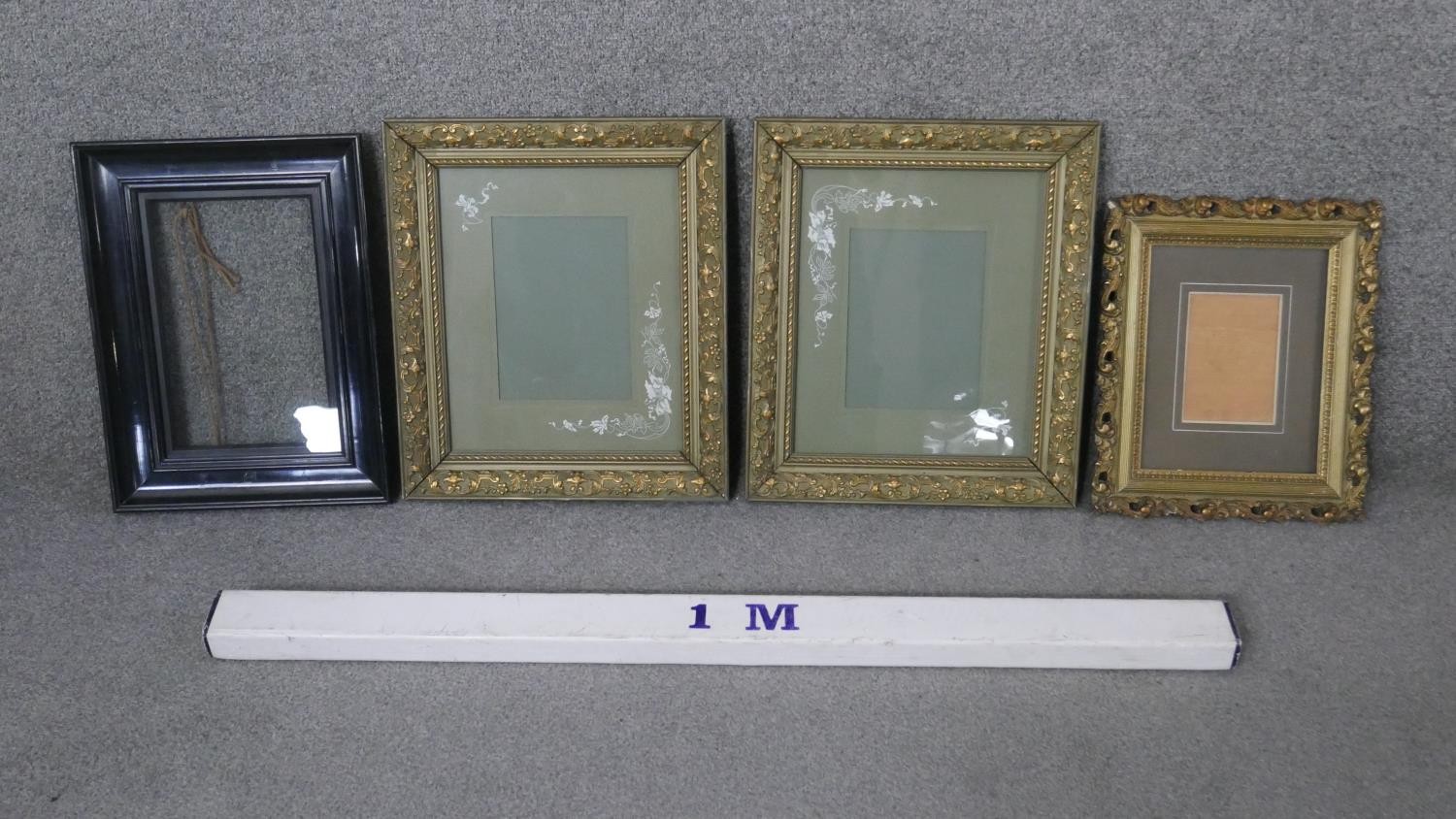 Four picture frames, including a pair of gilt frames with repeating foliate design, another gilt - Image 2 of 4