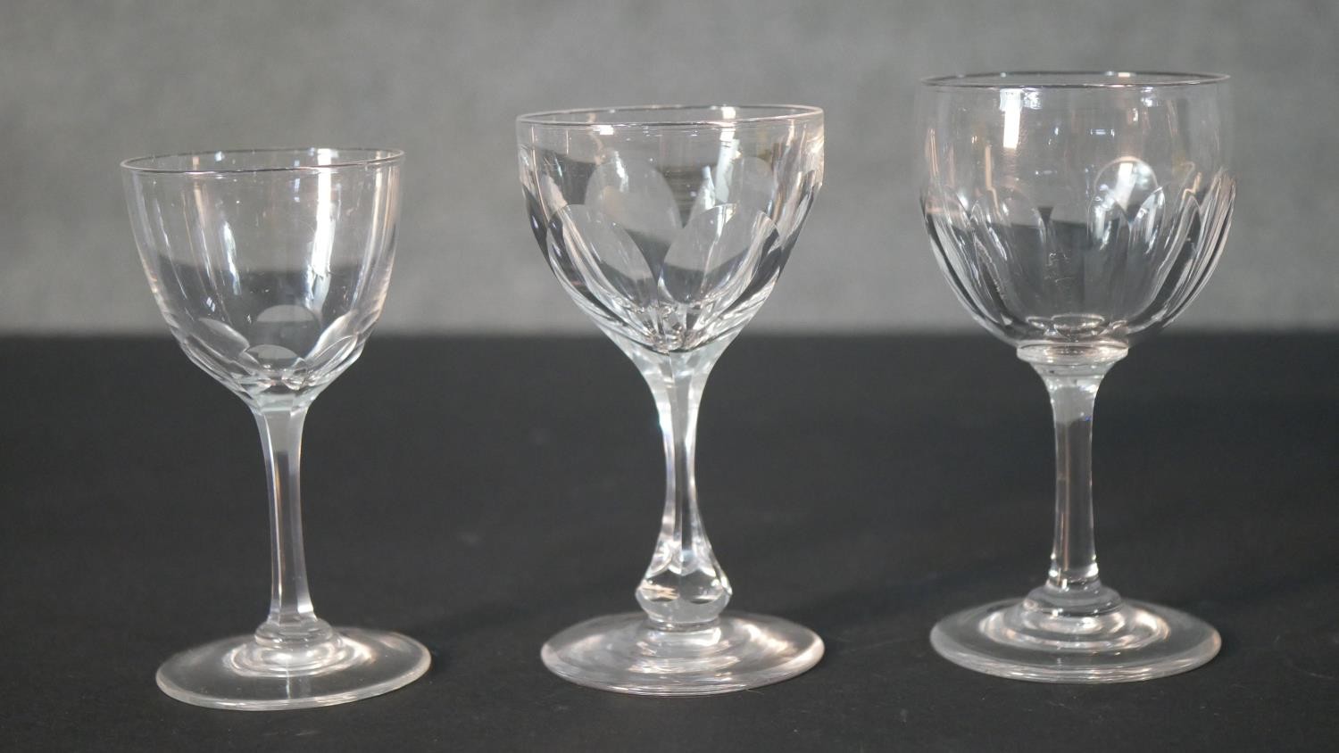 A collection of nine 19th and early 20th century petal faceted glass stemmed drinking glasses, - Image 4 of 5