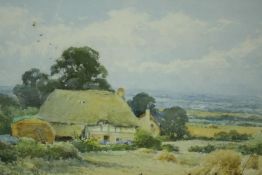 Henry John Sylvester Stannard (British 1870-1951), rural scene with a thatched house, watercolour,