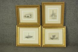 After David Roberts (British 1796-1864), a set of four prints of Egyptian scenes 'Gateway at