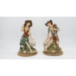 Two hand painted Capodimonte porcelain Giuseppe Armani figurines one of a shepherd girl with sheep