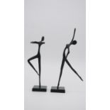 After Bodrul Khalique bronze sculptures of two ballet dancers. H.32.5 W7 D.18cm (Largest)