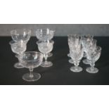 A collection of eleven 19th and early 20th century cut crystal sherry and champagne coupes, some