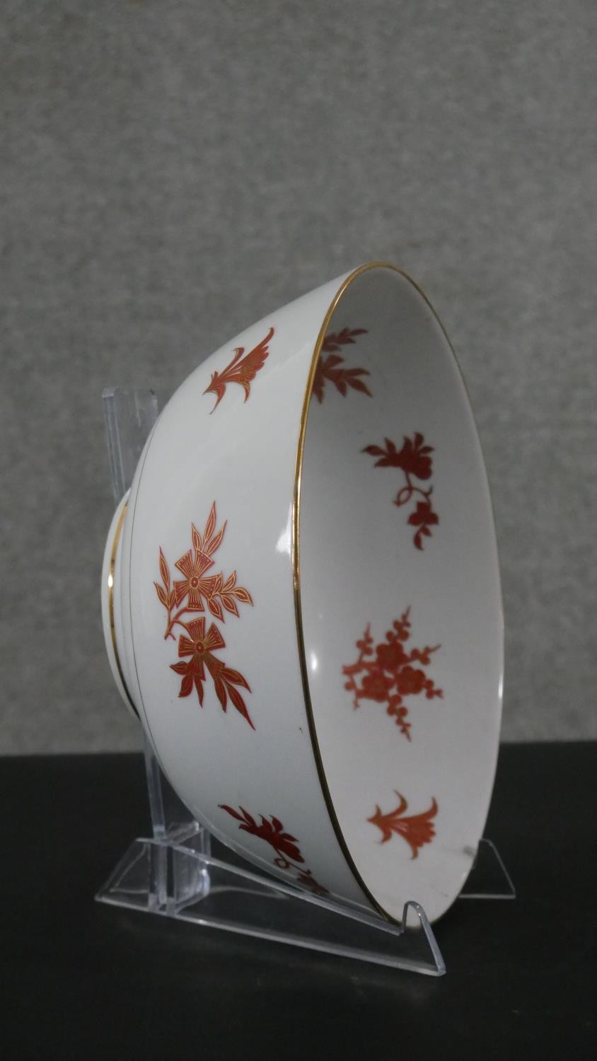 A vintage LJ Kutani style ceramic hand painted bowl decorated with flowers and leaves, makers mark - Image 2 of 6