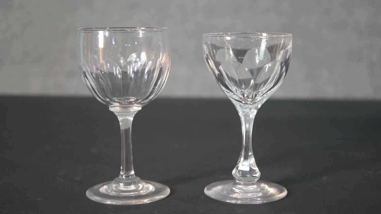 A collection of nine 19th and early 20th century petal faceted glass stemmed drinking glasses, - Image 5 of 5