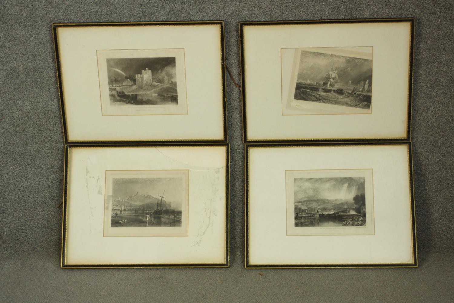 Four framed and glazed 19th century engravings of famous places. H.40 W.53cm. each.