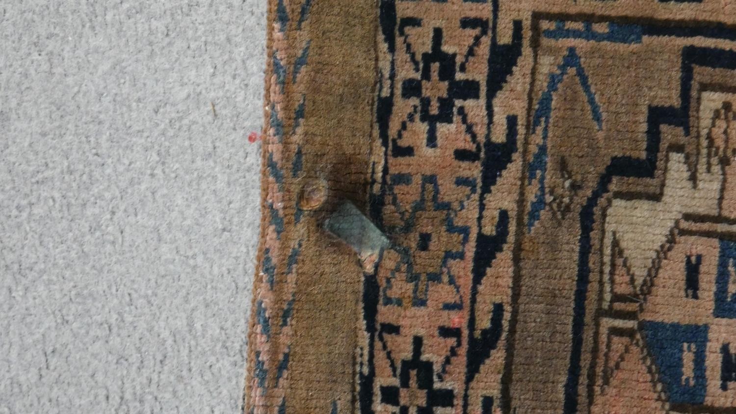 A tan ground fine handmade Turkman saddle bag. L.113 W.73cm - Image 6 of 7