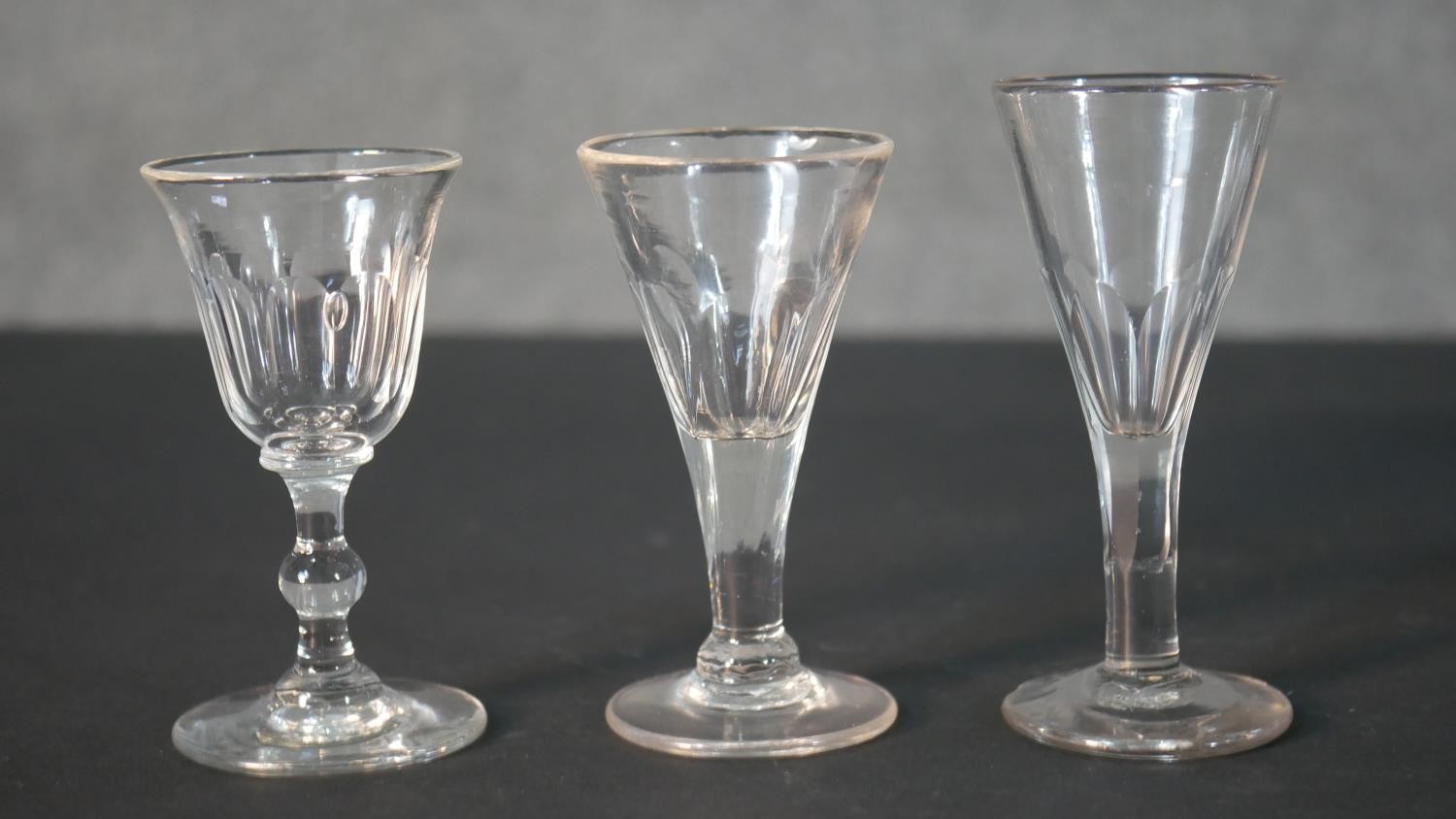 A collection of fourteen 19th and early 20th century trumpet shaped sherry and cordial glasses, some - Image 4 of 6