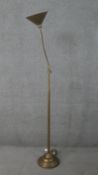 A Laura Ashley brass adjustable floor lamp with conical shade. H.174 Diam.37cm