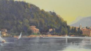 Vittorio Martinelli - an oil on board of Bellagio, Lake Como, signed by artist and titled and signed