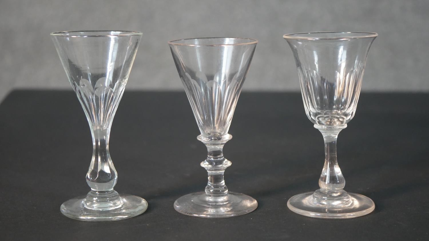A collection of fourteen 19th and early 20th century trumpet shaped sherry and cordial glasses, some - Image 5 of 6