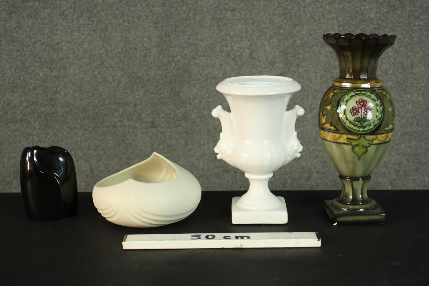 A collection of ceramics, including a tube line decorated urn design vase, a twin handled white - Image 2 of 12