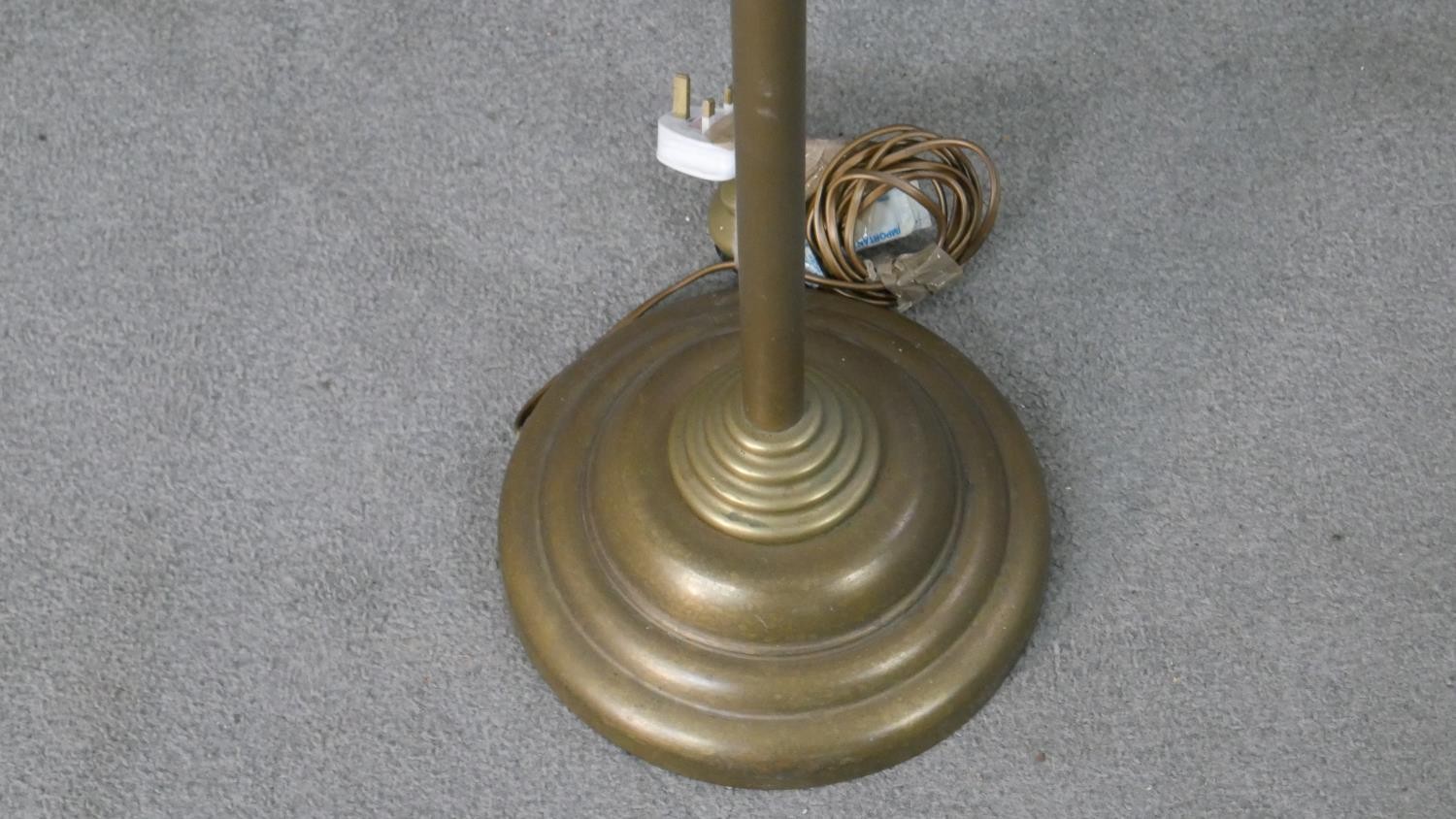 A Laura Ashley brass adjustable floor lamp with conical shade. H.174 Diam.37cm - Image 5 of 6