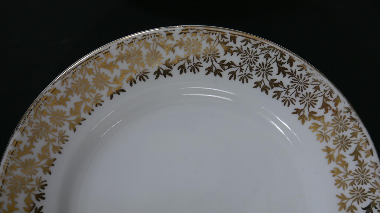 An Adderley gilded floral design fine bone china part six person tea set. Six tea cups and - Image 6 of 8