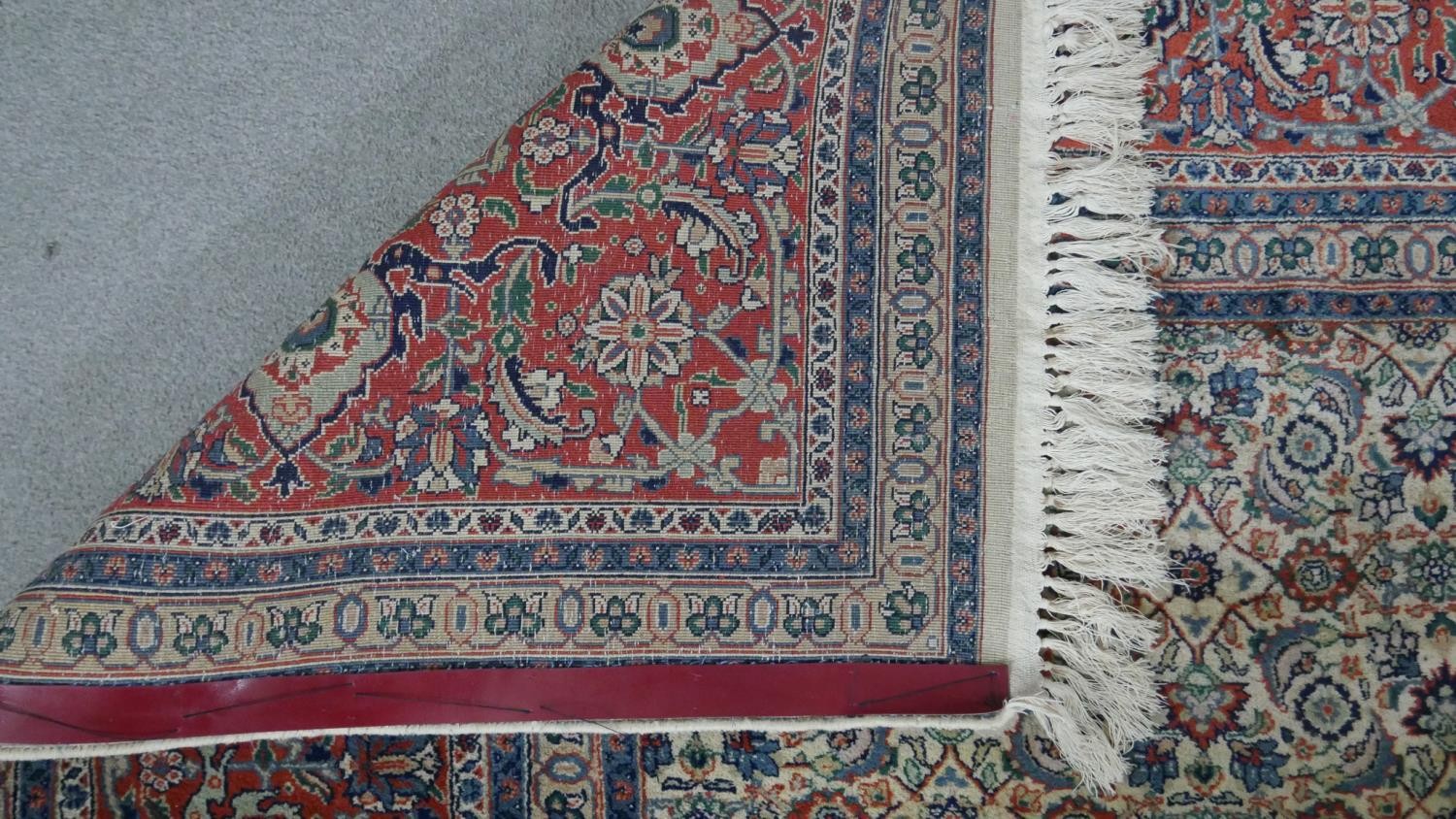 A beige ground hand made Persian Moud carpet with all over lotus and serrated palm decoration. no - Image 7 of 8