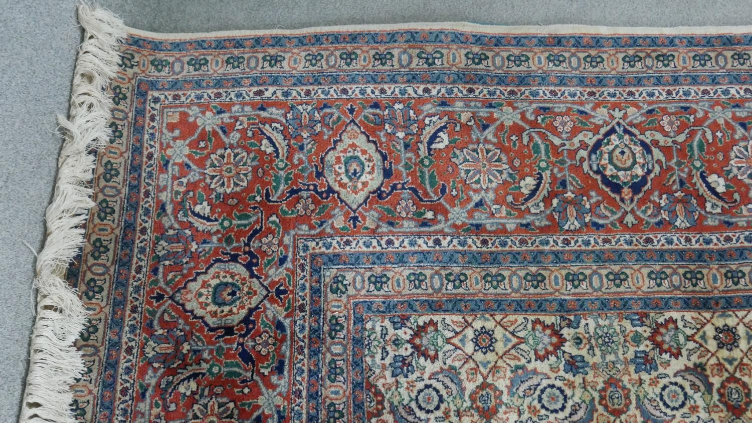 A beige ground hand made Persian Moud carpet with all over lotus and serrated palm decoration. no - Image 5 of 8