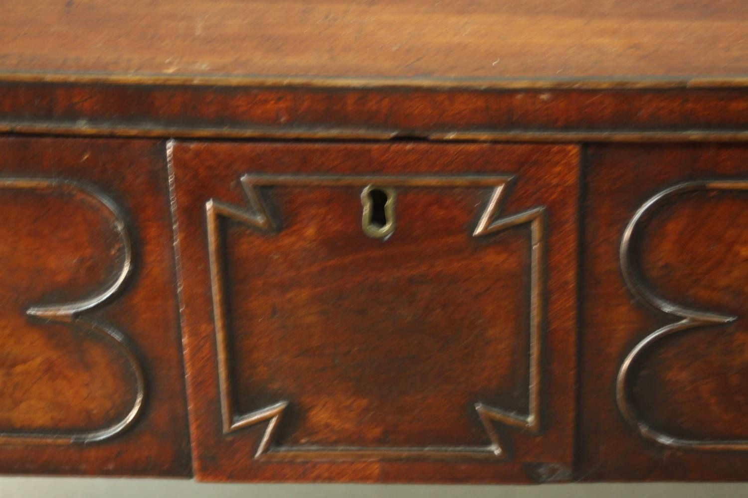 A Regency mahogany bow fronted pedestal sideboard, the central drawer fitted for cutlery, flanked by - Image 6 of 7