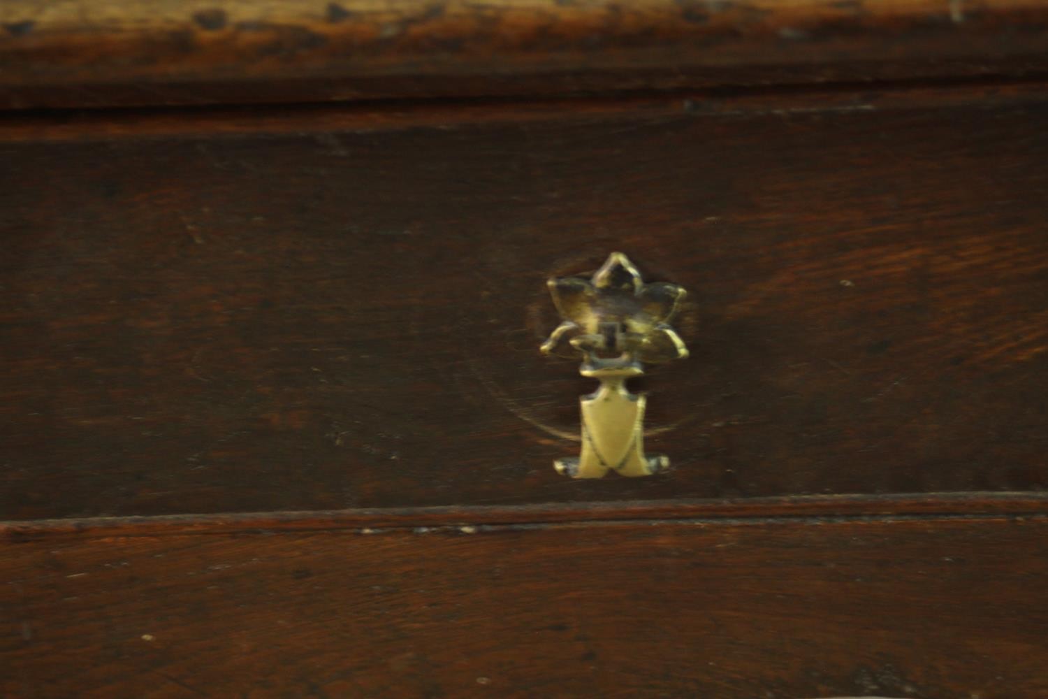 An 18th century oak side table with a rectangular top over a single drawer above a curved apron, the - Image 7 of 9