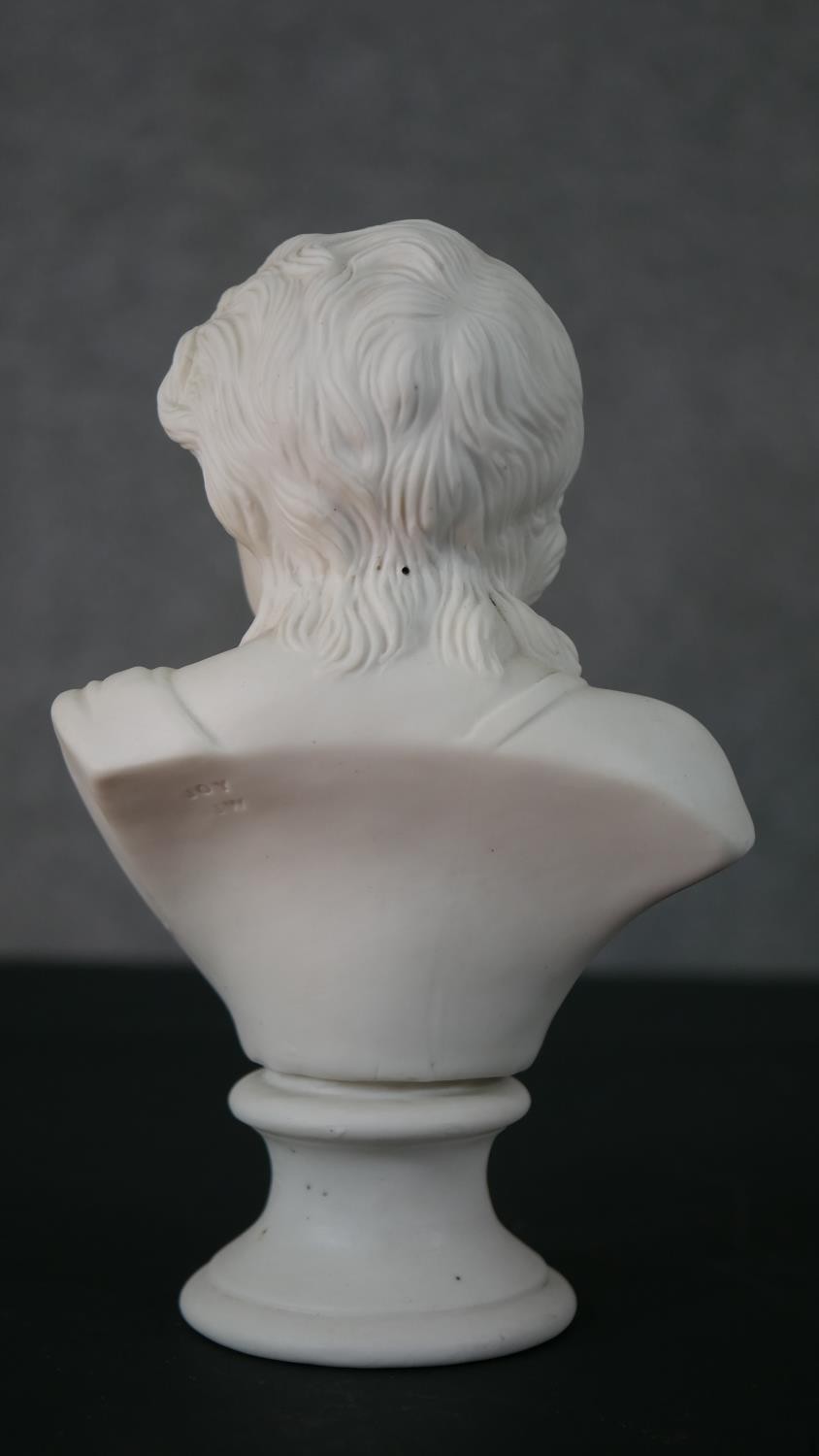 A Parian ware bust of a young boy on pedestal base, signed JOY, SW. H.19 W.12 D.8cm - Image 3 of 6