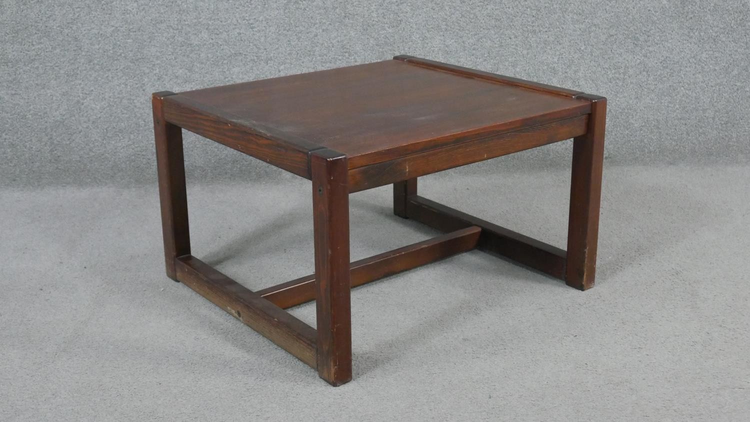 A fruitwood coffee table, of square form, the legs joined by H stretchers. H.37 W.57 D.62cm - Image 3 of 4