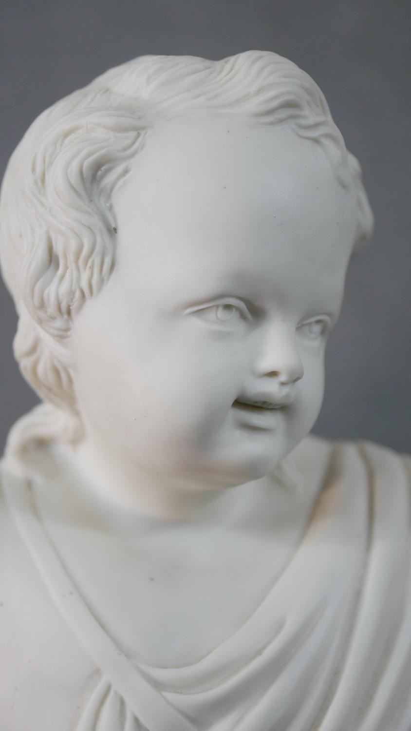 A Parian ware bust of a young boy on pedestal base, signed JOY, SW. H.19 W.12 D.8cm - Image 6 of 6