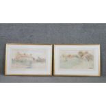 Two framed and glazed 19th century watercolours of 'Yorkshire Village' and 'Battle nr Sussex',