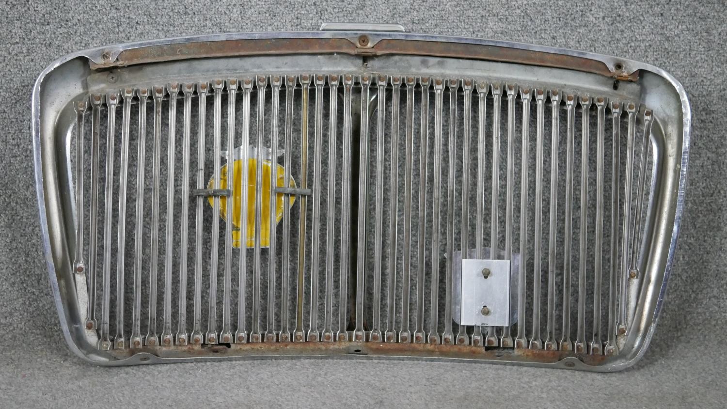 A vintage polished chrome MG car grille, with attached AA badge and MG Car Club badge. H.39 W.68cm - Image 5 of 5