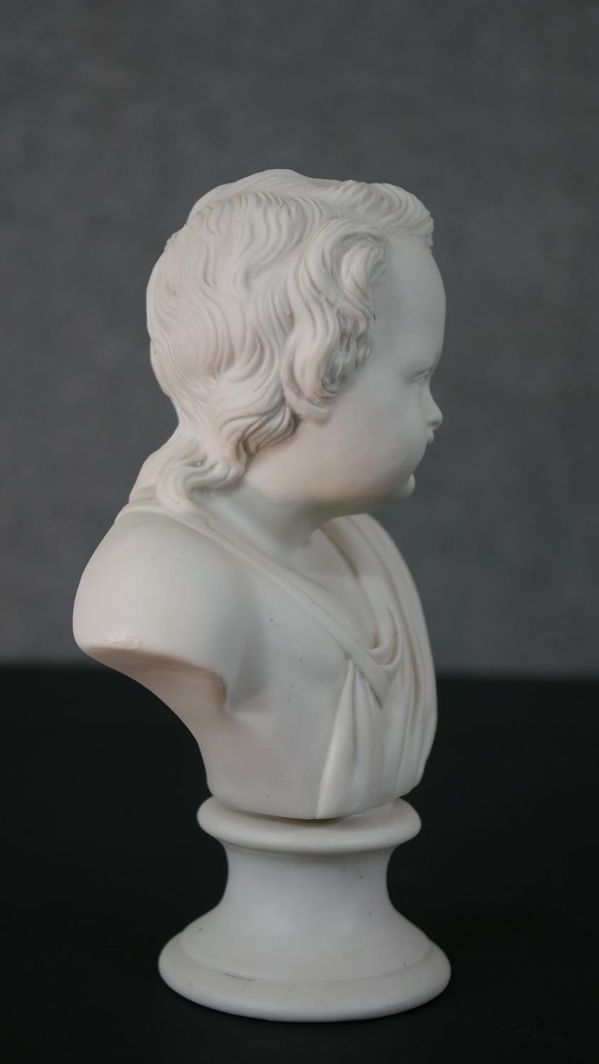 A Parian ware bust of a young boy on pedestal base, signed JOY, SW. H.19 W.12 D.8cm - Image 2 of 6