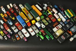 A large collection of vintage die cast toy cars trucks and planes. Various makers. (Approximately 70