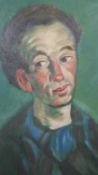 An unframed oil on board portrait of a man, unsigned. H.39 W.29cm