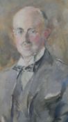 A framed oil on canvas of a gentleman, indistinctly signed. H.89 W.75cm