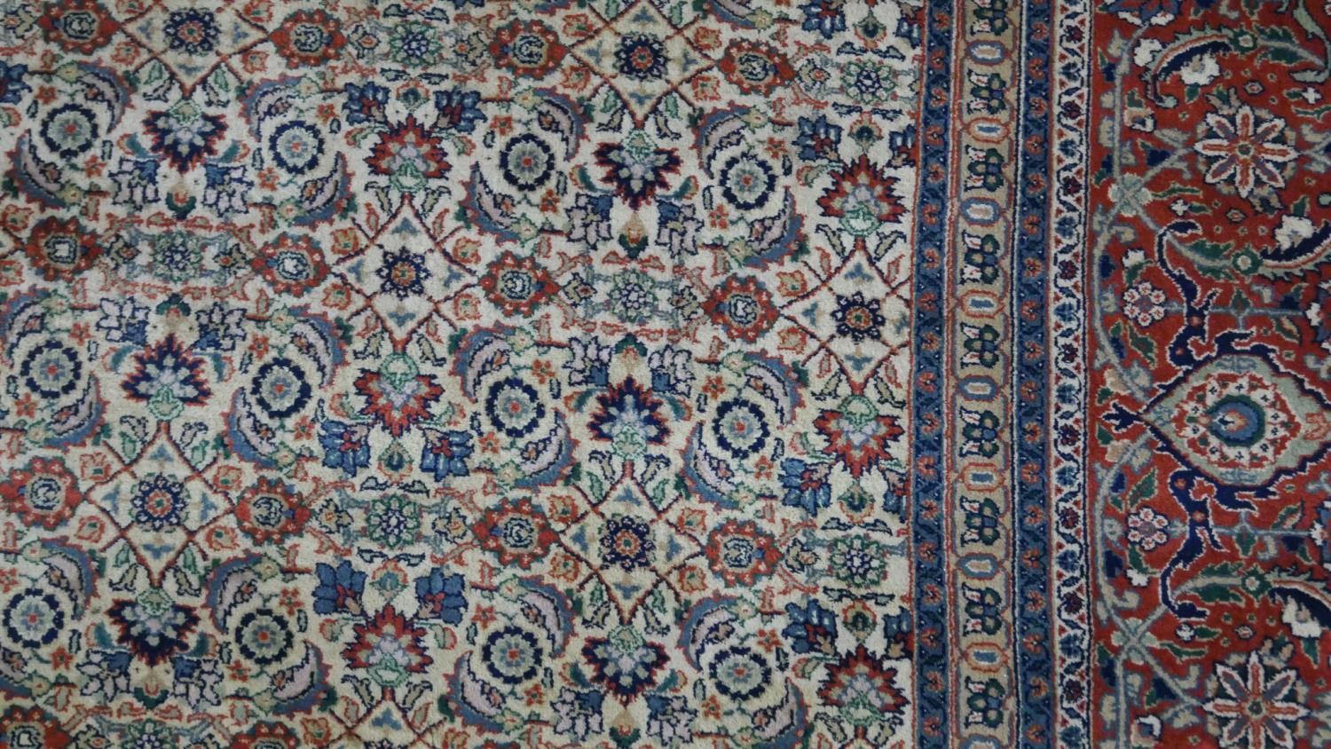 A beige ground hand made Persian Moud carpet with all over lotus and serrated palm decoration. no - Image 8 of 8