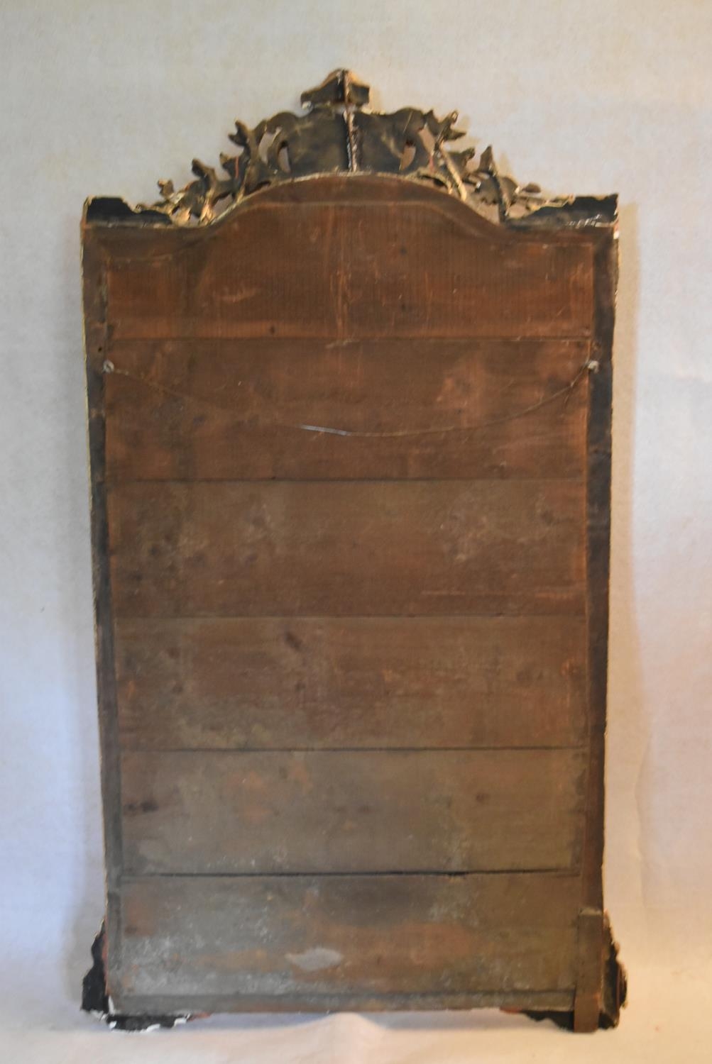 A 19th century overmantel or pier mirror in a gold painted foliate gesso frame. H.153 W.92cm - Image 6 of 6