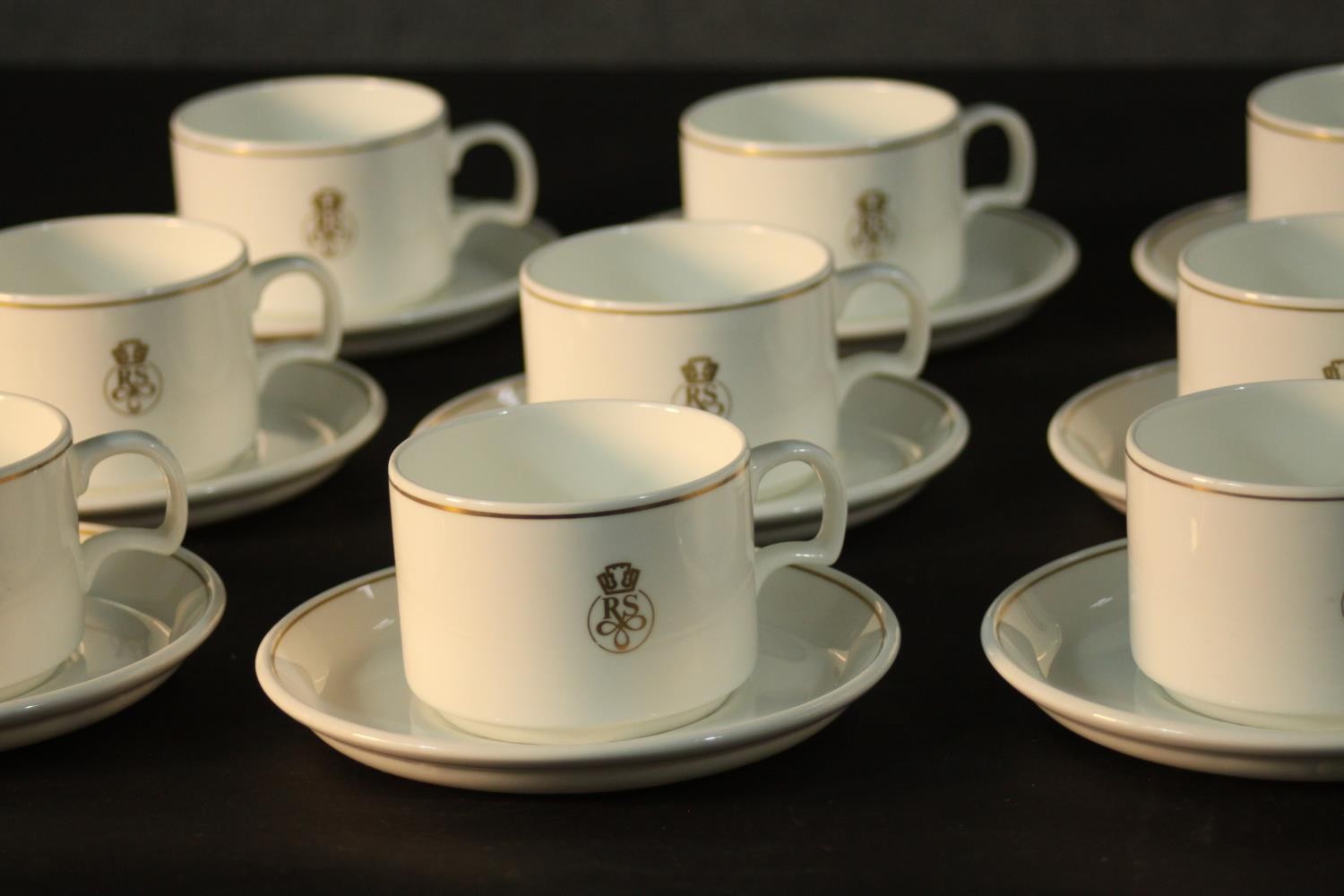 A complete nine person metallicized bone china dinner service by Wedgwood made for Laker Airlines, - Image 2 of 7